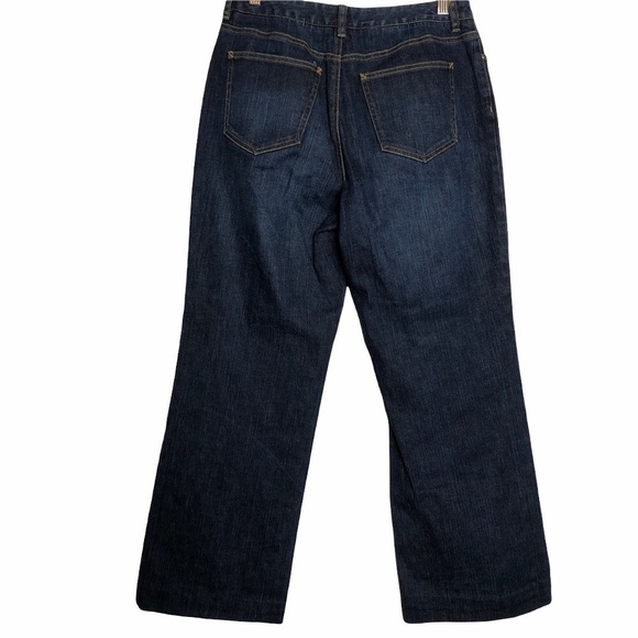 Talbots Petite Stretch High Rise Bootcut Wide Leg Jeans Dark Wash Denim - Size 8 - Picture 2 of 4